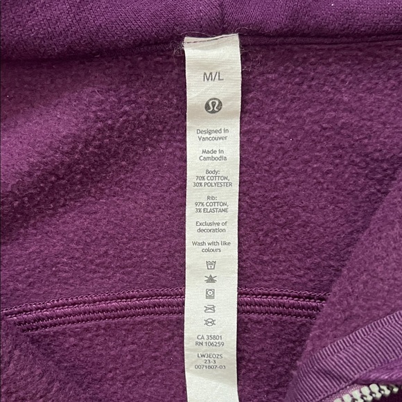 Lululemon Scuba Oversized Full Zip Hoodie M/L Dramatic Magenta Purple NWT - Picture 4 of 5